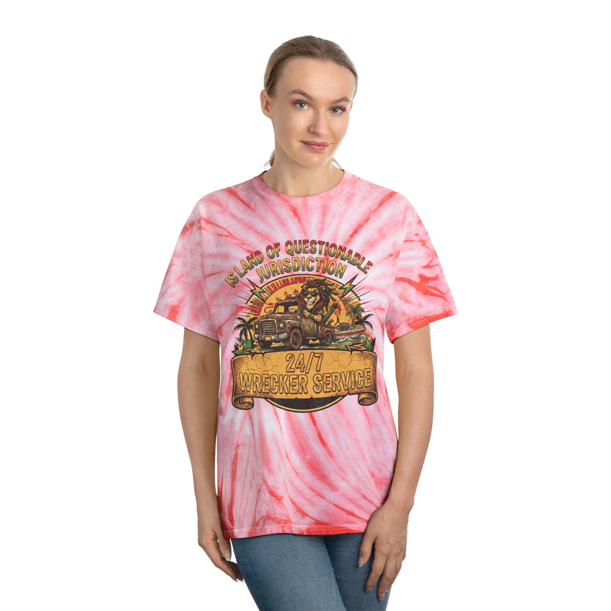 Island of Questionable Jurisdiction 24-Hour Wrecker Service Tie-Dye T-Shirt