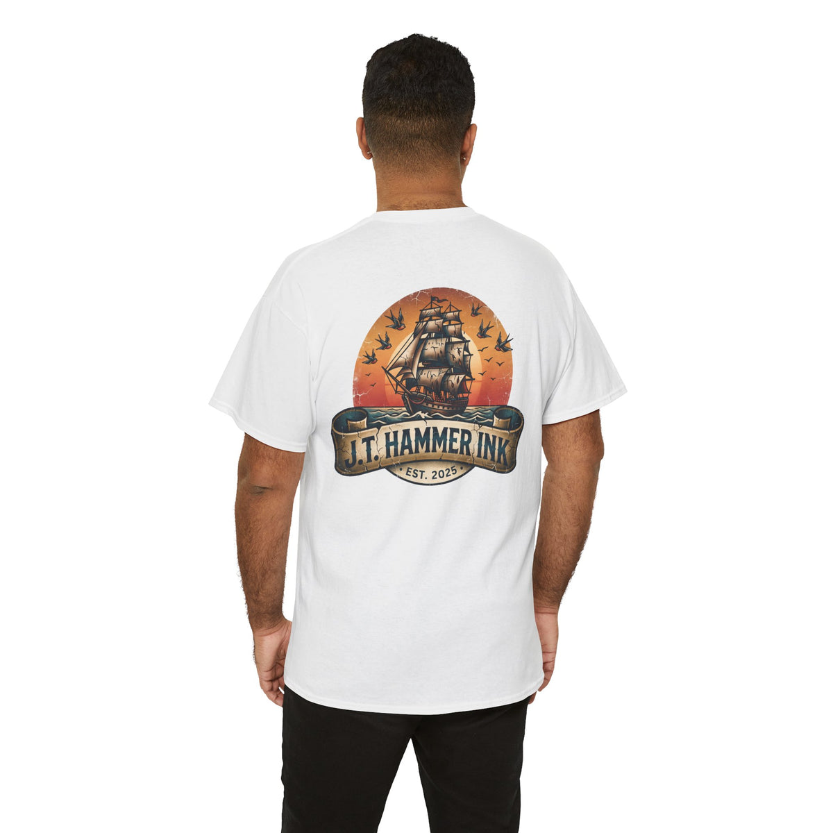 Sailor Tattoo Ship T‑Shirt — J.T. Hammer Ink Vintage Nautical Tee