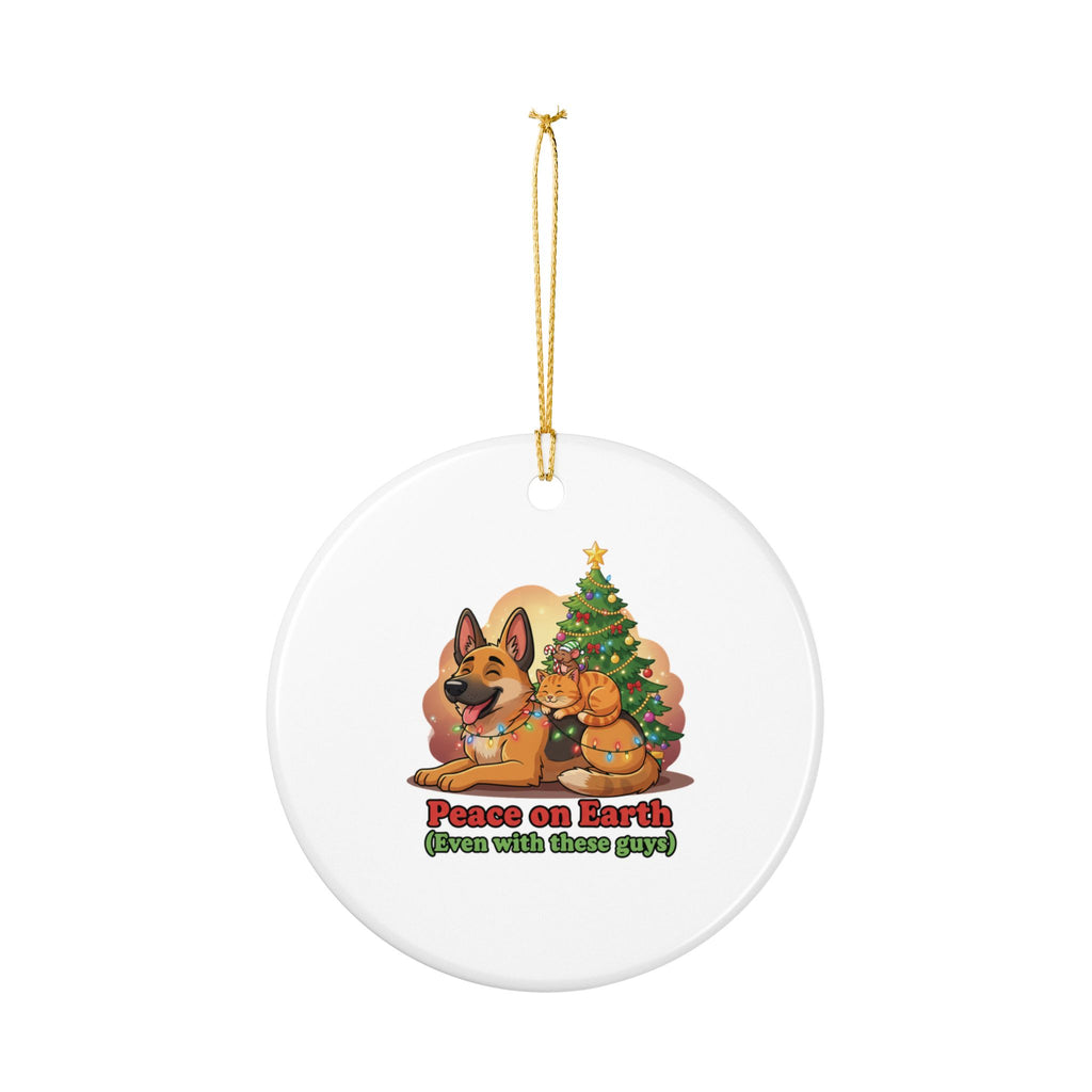 Peace on Earth Dog and Cat Christmas Ornament