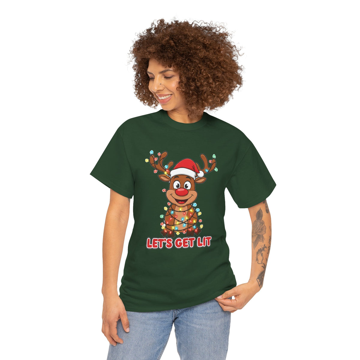 Reindeer 'Let's Get Lit' Christmas Tee