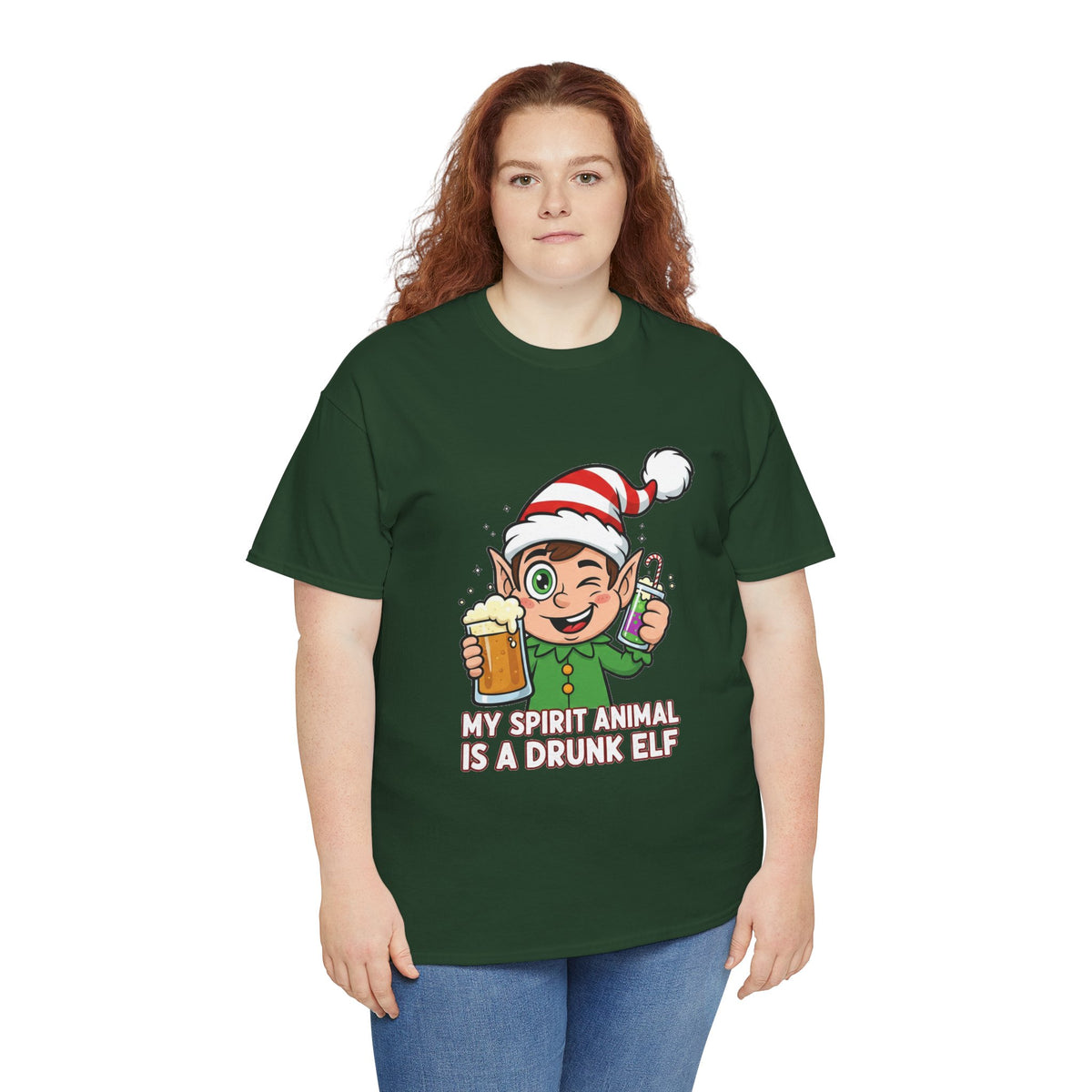 Drunk Elf Christmas Tee — "My Spirit Animal Is a Drunk Elf" Holiday Shirt