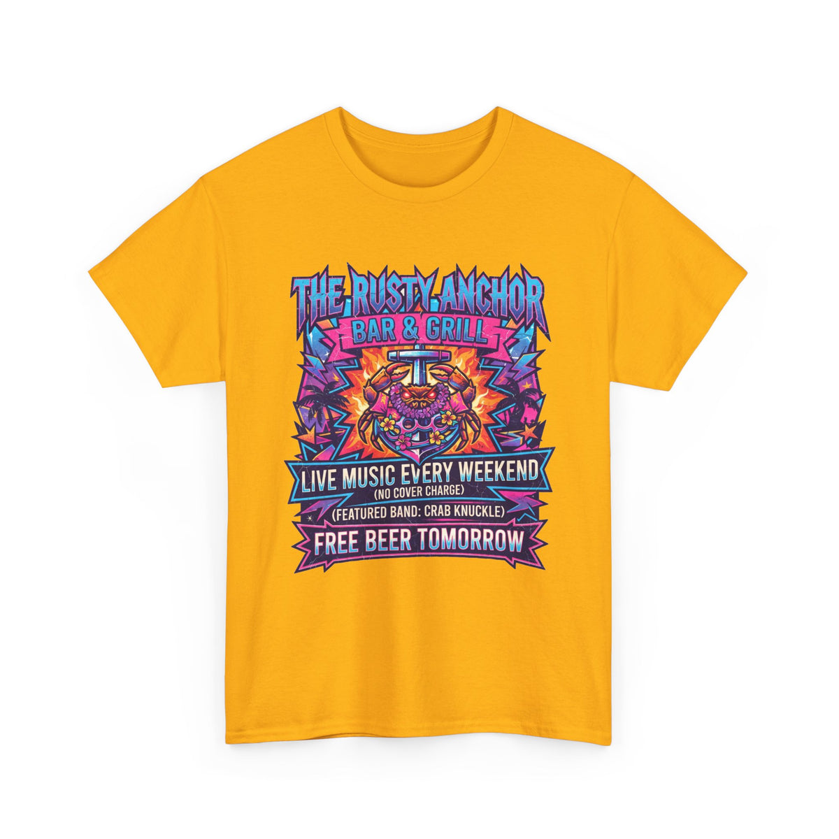 Rusty Anchor Bar & Grill Tee — “Free Beer Tomorrow” Retro Beach Bar T-Shirt