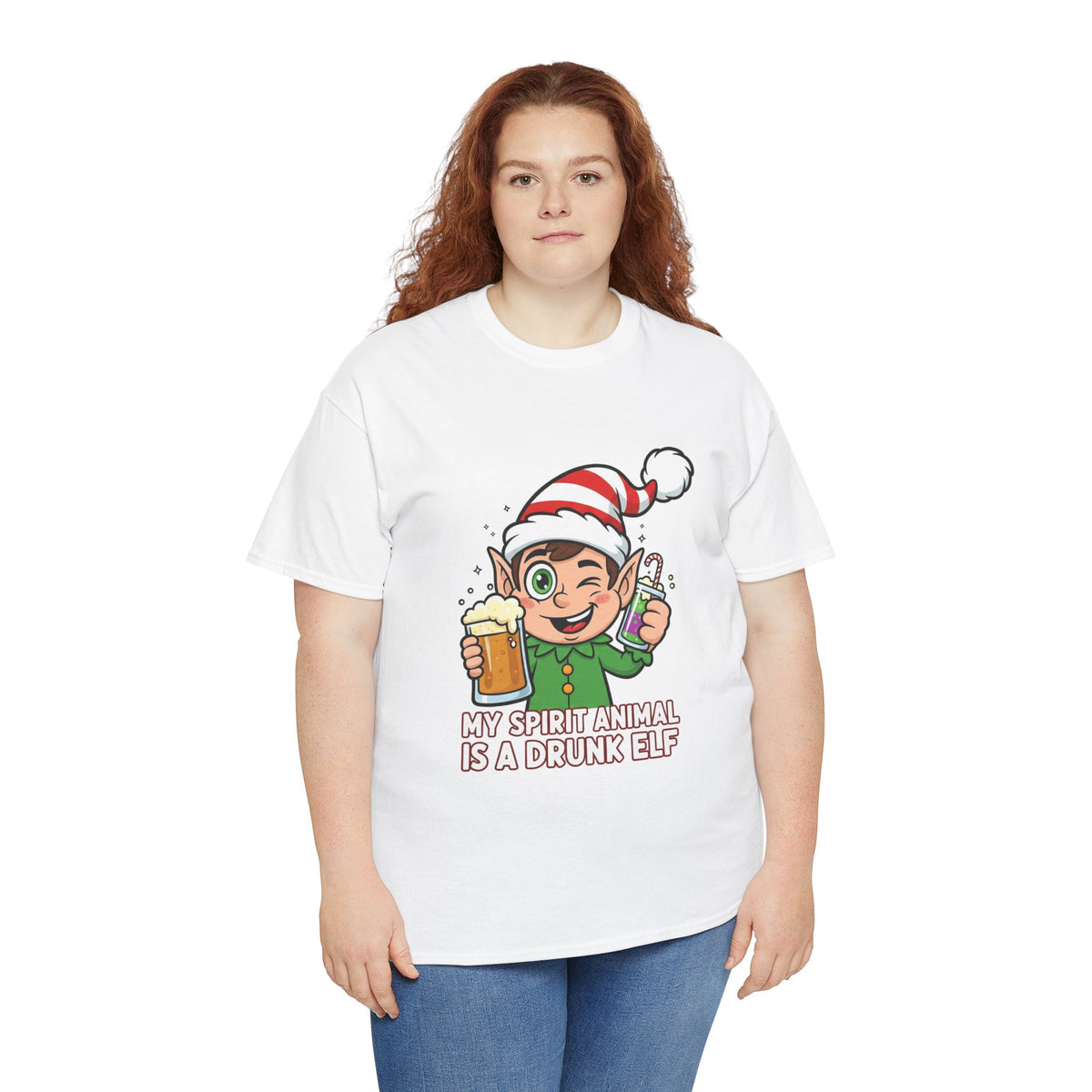 Drunk Elf Christmas Tee — "My Spirit Animal Is a Drunk Elf" Holiday Shirt