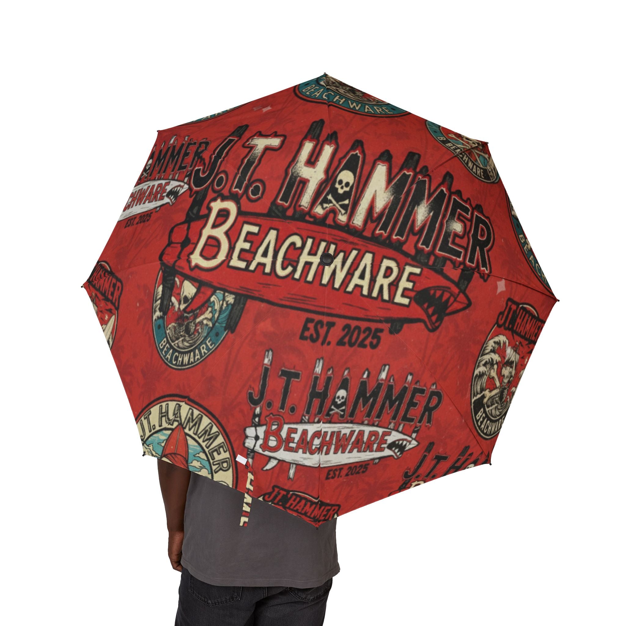 J.T. Hammer Beachwear — Boardwalk Red Foldable Umbrella
