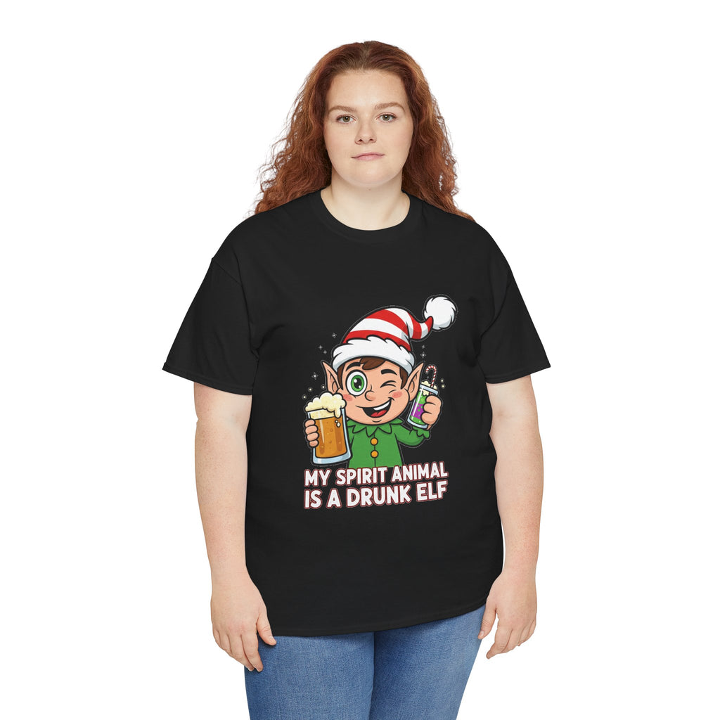 Drunk Elf Christmas Tee — "My Spirit Animal Is a Drunk Elf" Holiday Shirt
