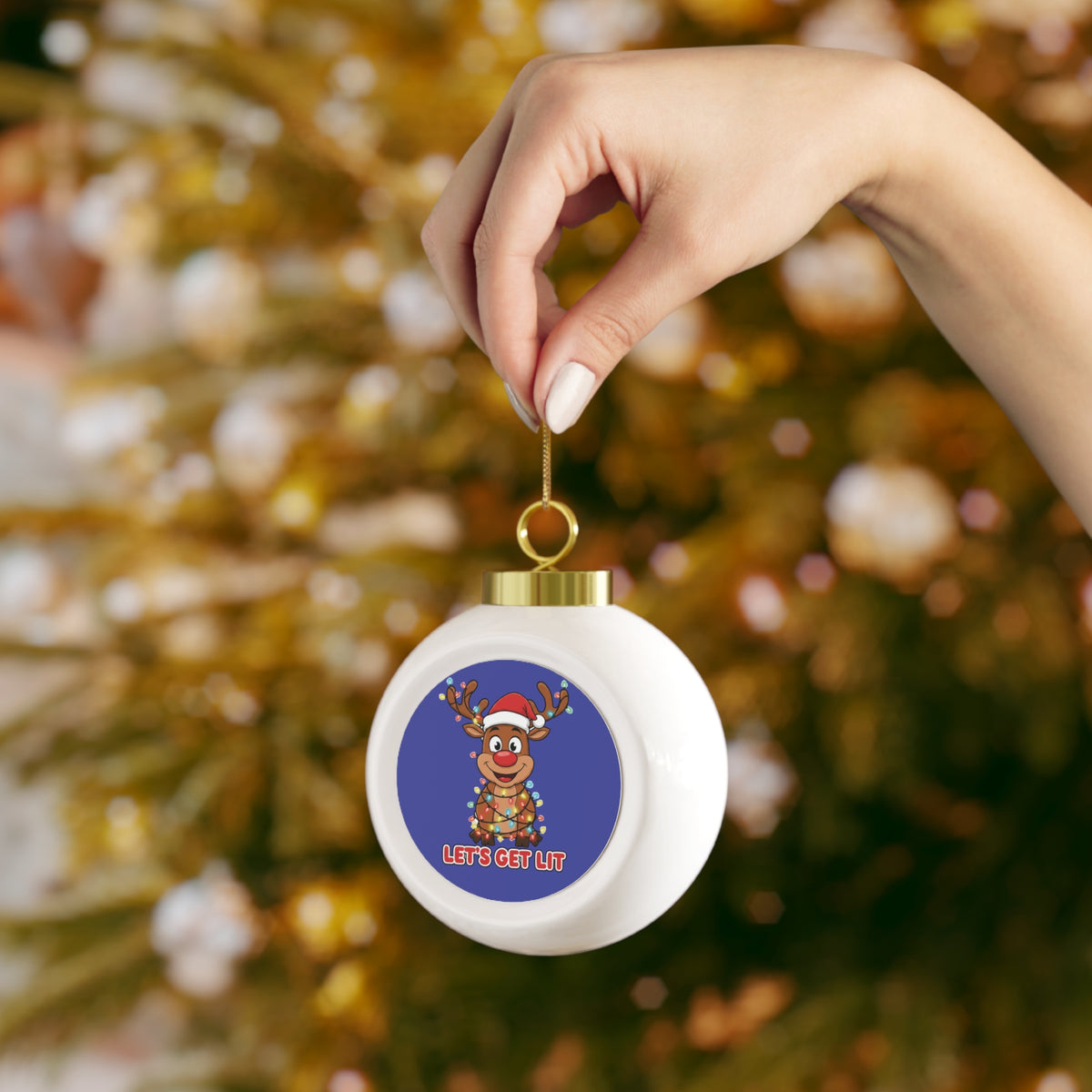 Let’s Get Lit Christmas Reindeer Ornament