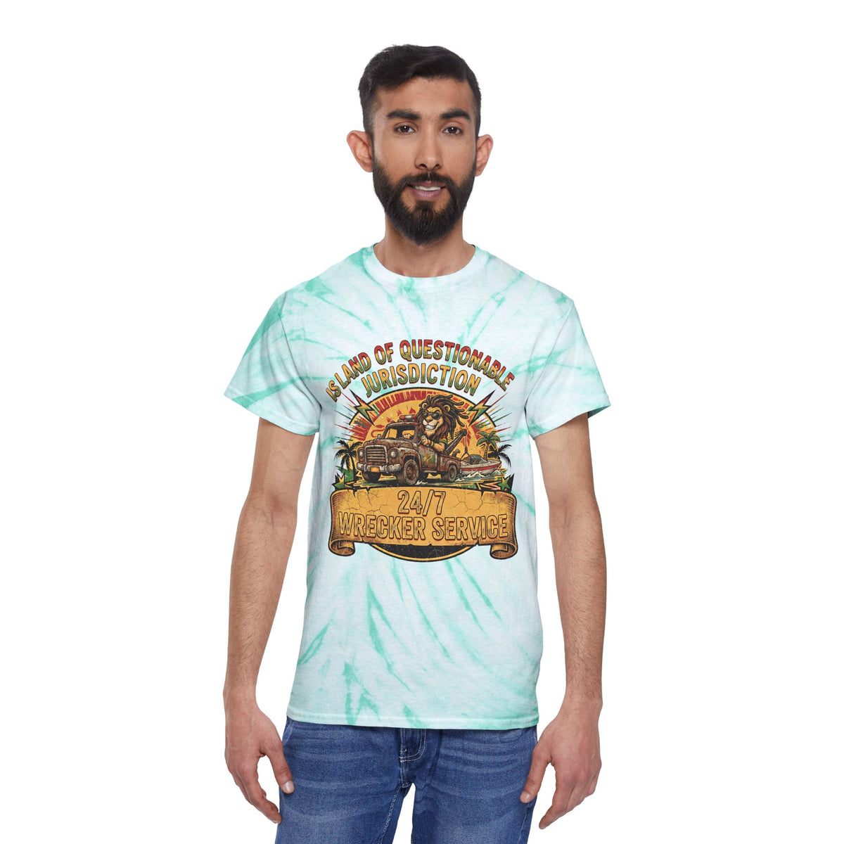 Island of Questionable Jurisdiction 24-Hour Wrecker Service Tie-Dye T-Shirt