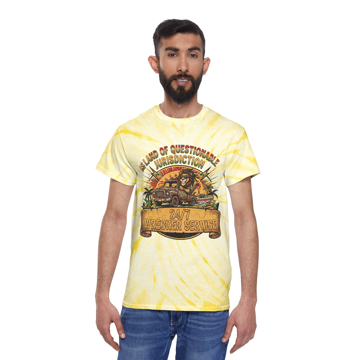Island of Questionable Jurisdiction 24-Hour Wrecker Service Tie-Dye T-Shirt