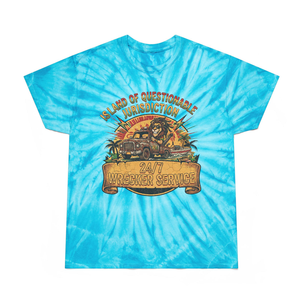 Island of Questionable Jurisdiction 24-Hour Wrecker Service Tie-Dye T-Shirt