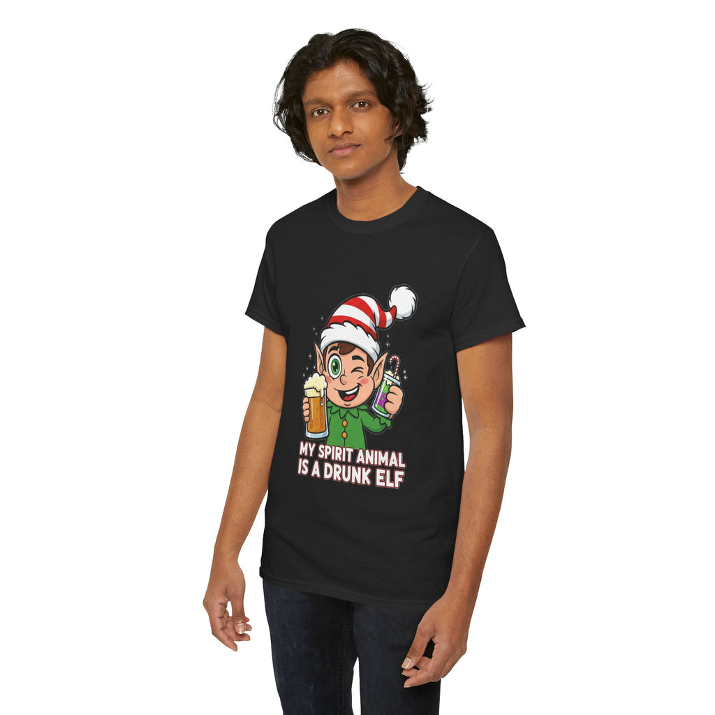 Drunk Elf Christmas Tee — "My Spirit Animal Is a Drunk Elf" Holiday Shirt