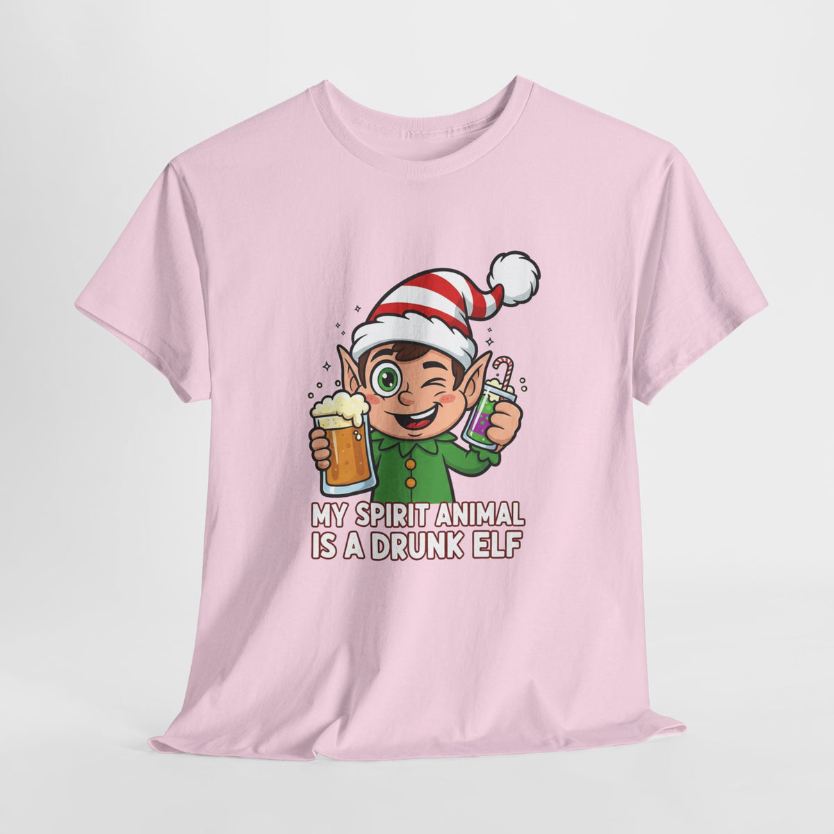 Drunk Elf Christmas Tee — "My Spirit Animal Is a Drunk Elf" Holiday Shirt