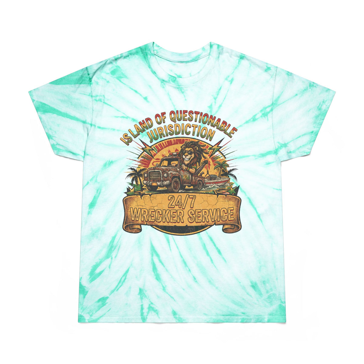 Island of Questionable Jurisdiction 24-Hour Wrecker Service Tie-Dye T-Shirt