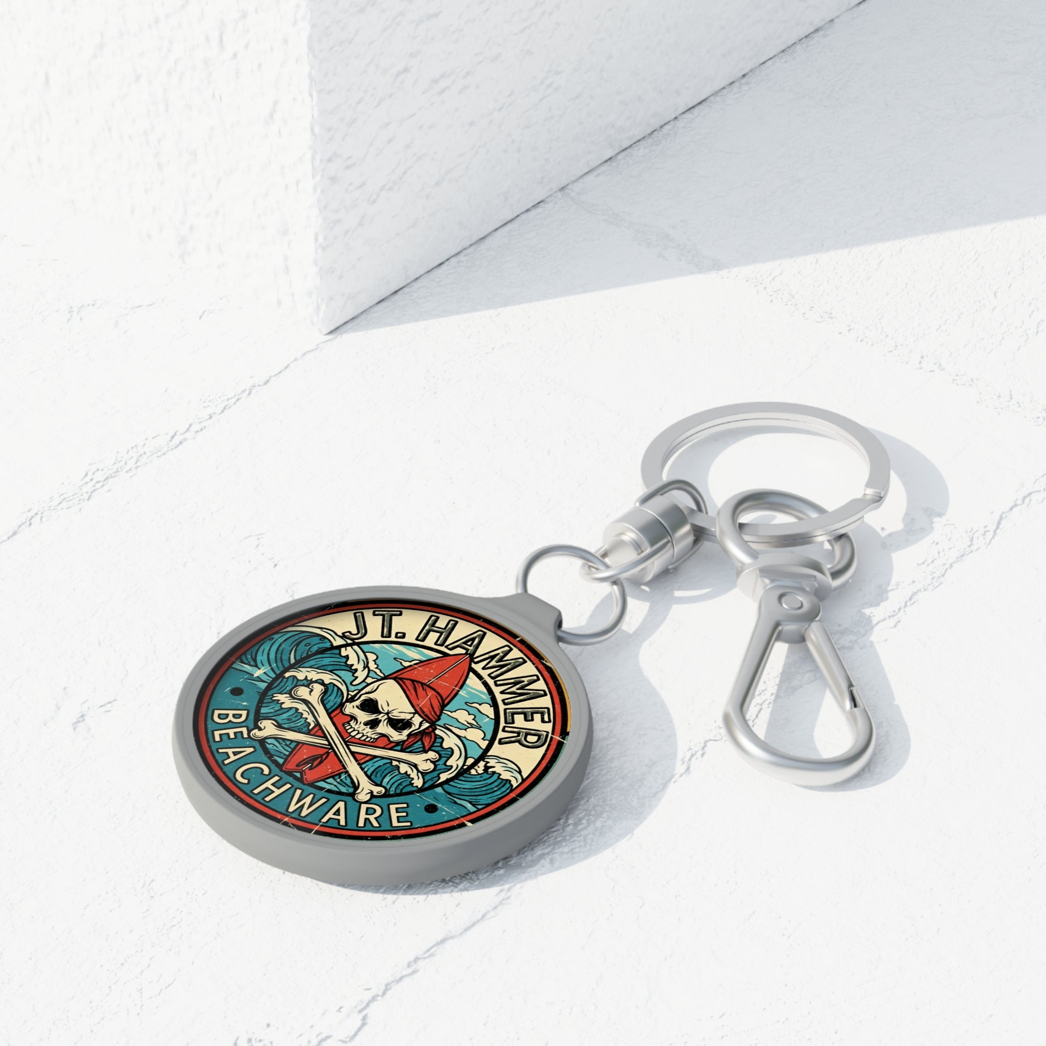 J. T. Hammer Beachware-Skull & Surf Logo Keychain