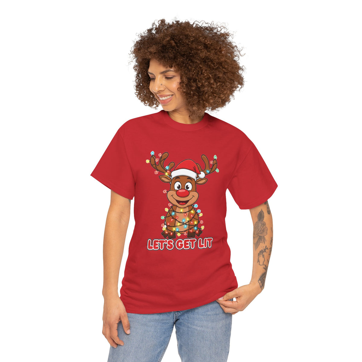 Reindeer 'Let's Get Lit' Christmas Tee