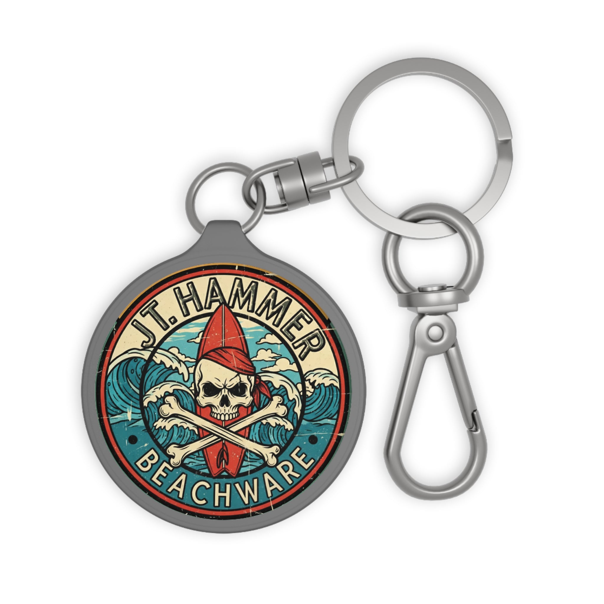 J. T. Hammer Beachware-Skull & Surf Logo Keychain
