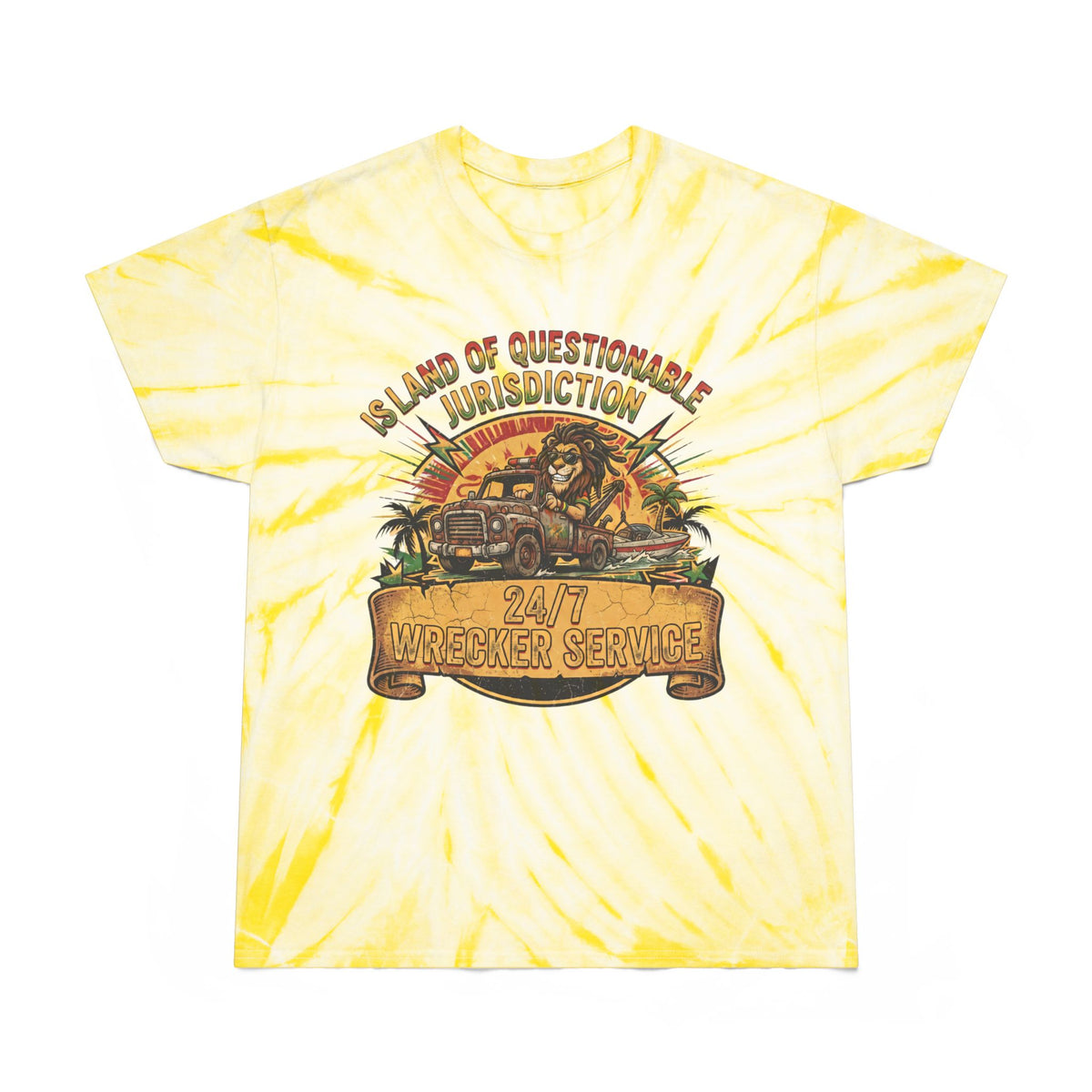 Island of Questionable Jurisdiction 24-Hour Wrecker Service Tie-Dye T-Shirt