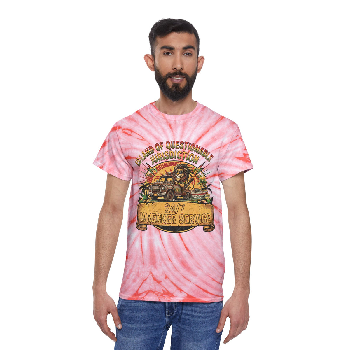 Island of Questionable Jurisdiction 24-Hour Wrecker Service Tie-Dye T-Shirt