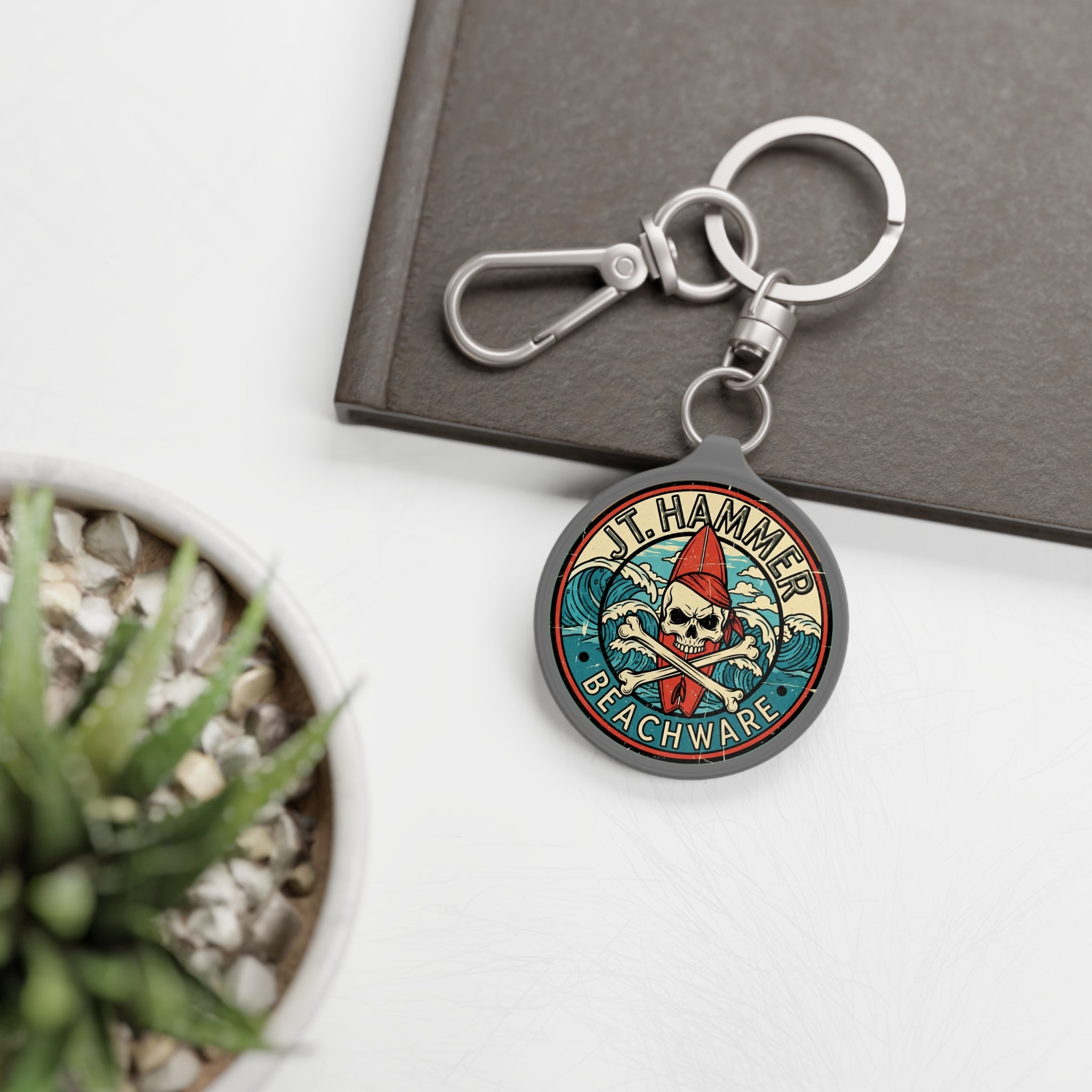 J. T. Hammer Beachware-Skull & Surf Logo Keychain