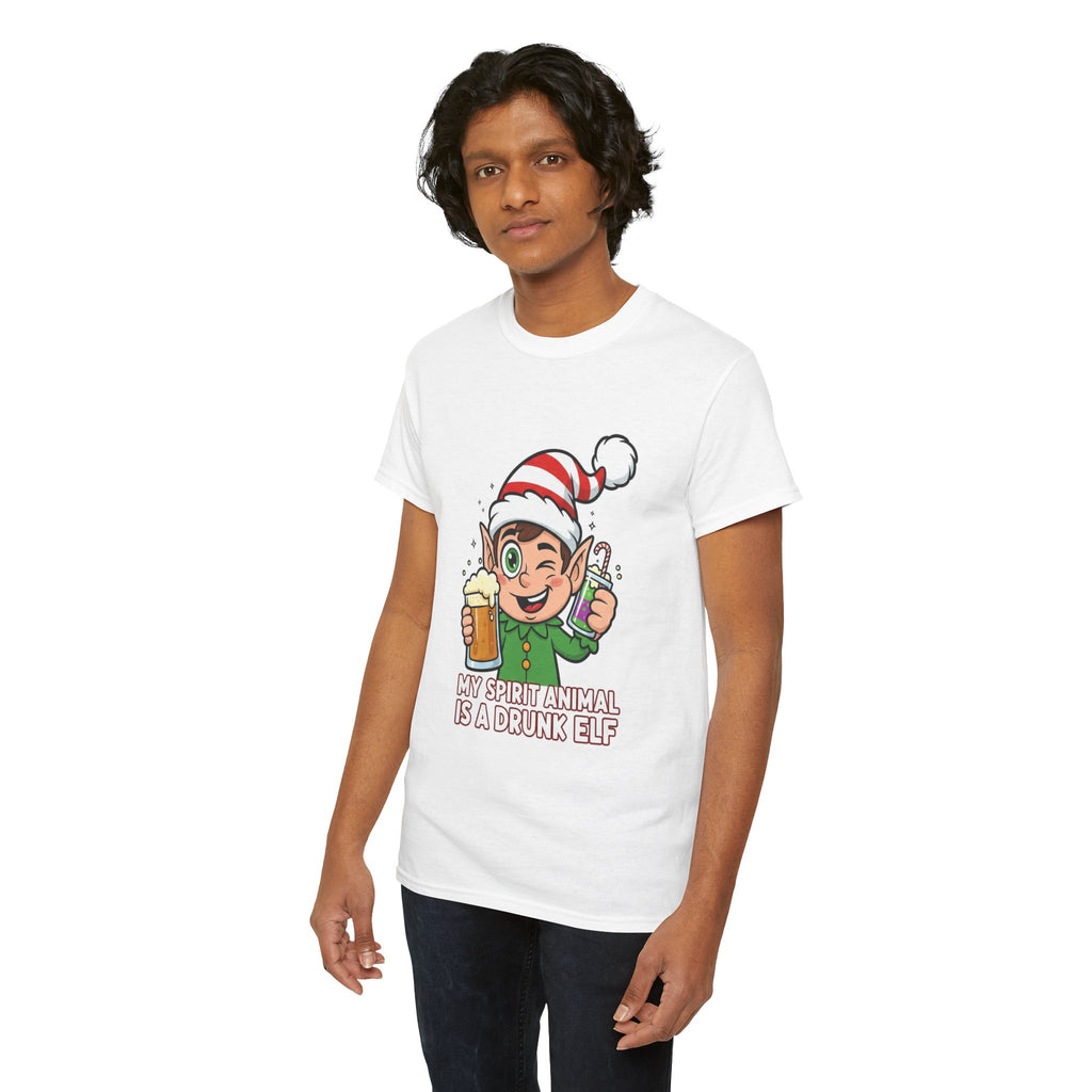 Drunk Elf Christmas Tee — "My Spirit Animal Is a Drunk Elf" Holiday Shirt