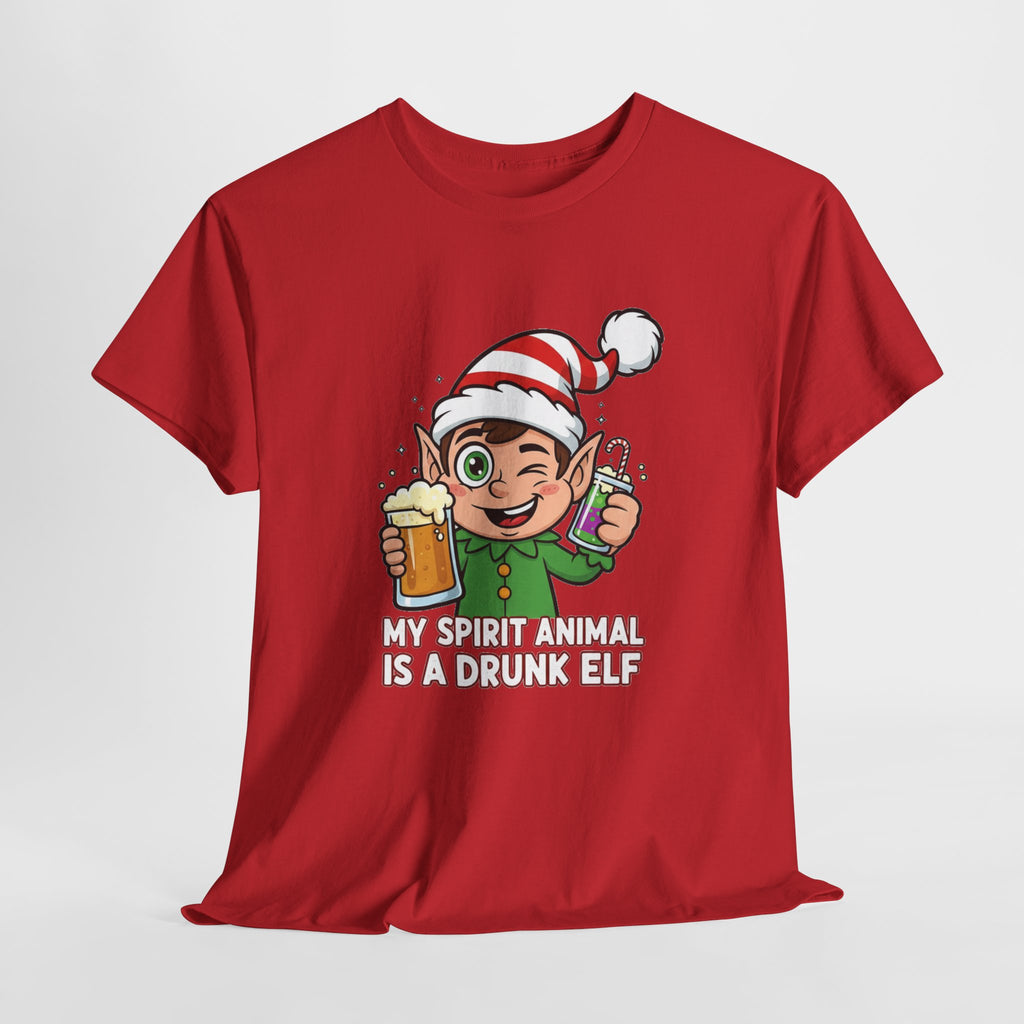 Drunk Elf Christmas Tee — "My Spirit Animal Is a Drunk Elf" Holiday Shirt
