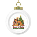 Peace on Earth Christmas Ball Ornament with Festive Poinsettia Design