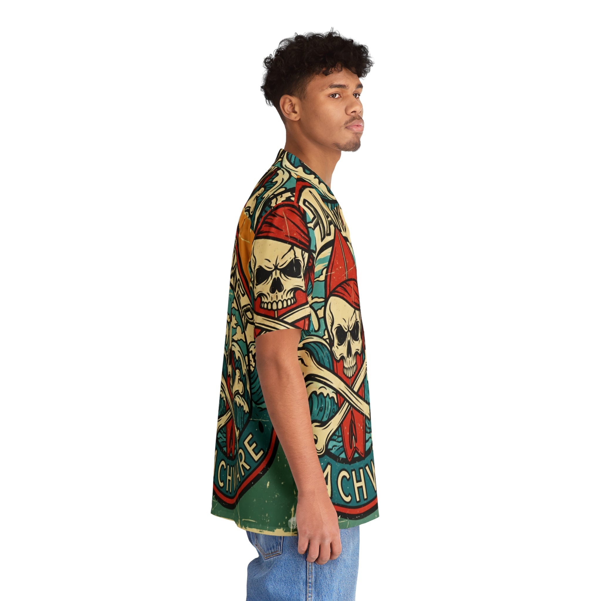 J.T. Hammer Beachwear —Skull Surf Hawaiian Shirt AOP