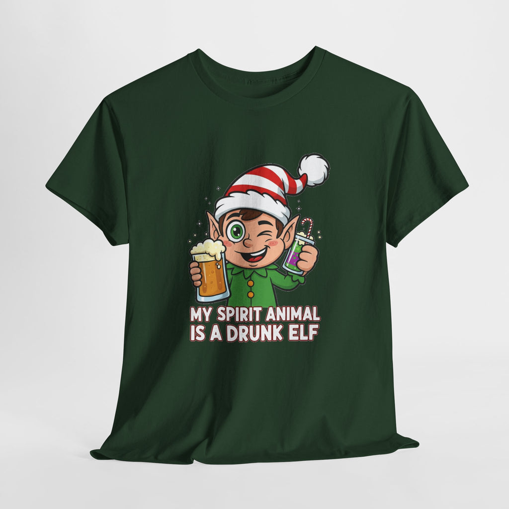 Drunk Elf Christmas Tee — "My Spirit Animal Is a Drunk Elf" Holiday Shirt