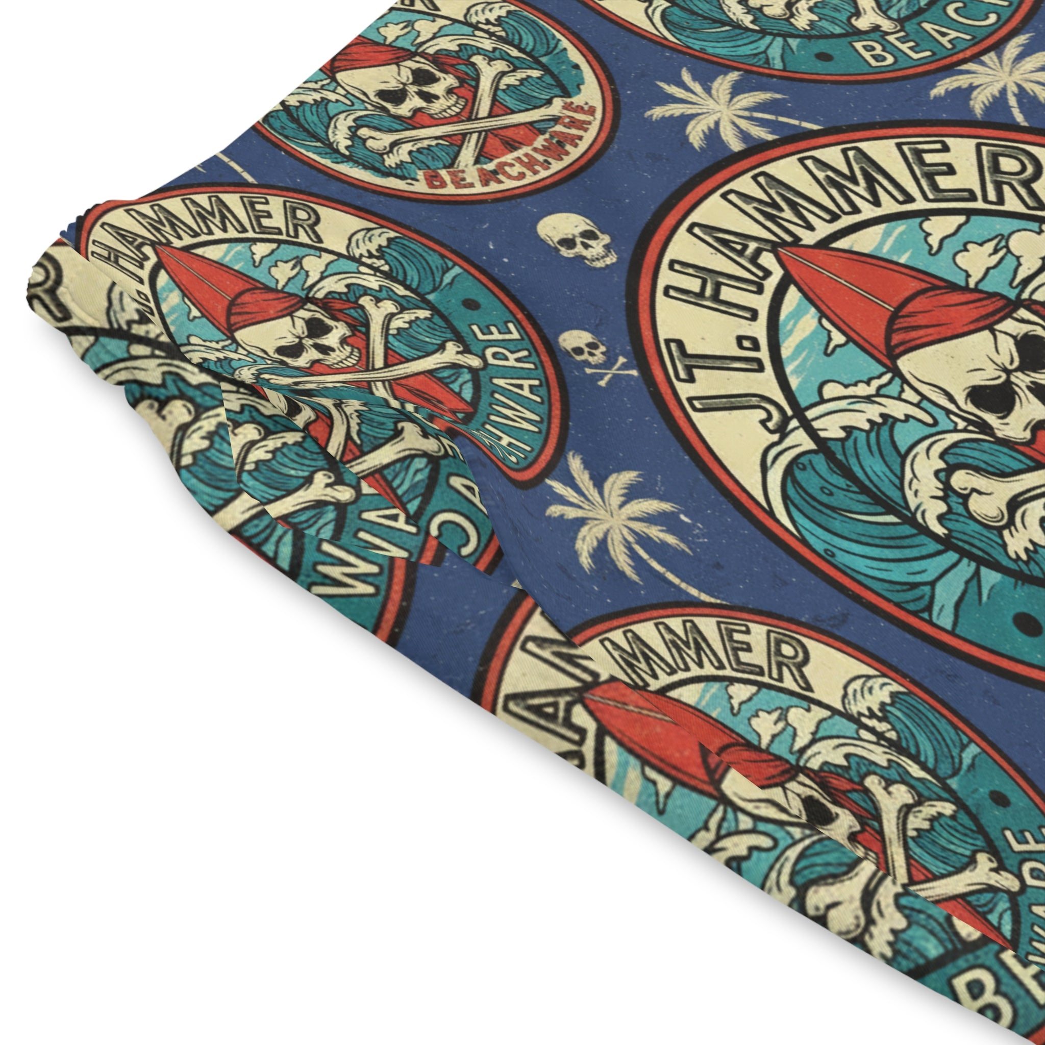 J.T. Hammer Beachwear — Skull Surf Board Shorts (Ocean Blue)