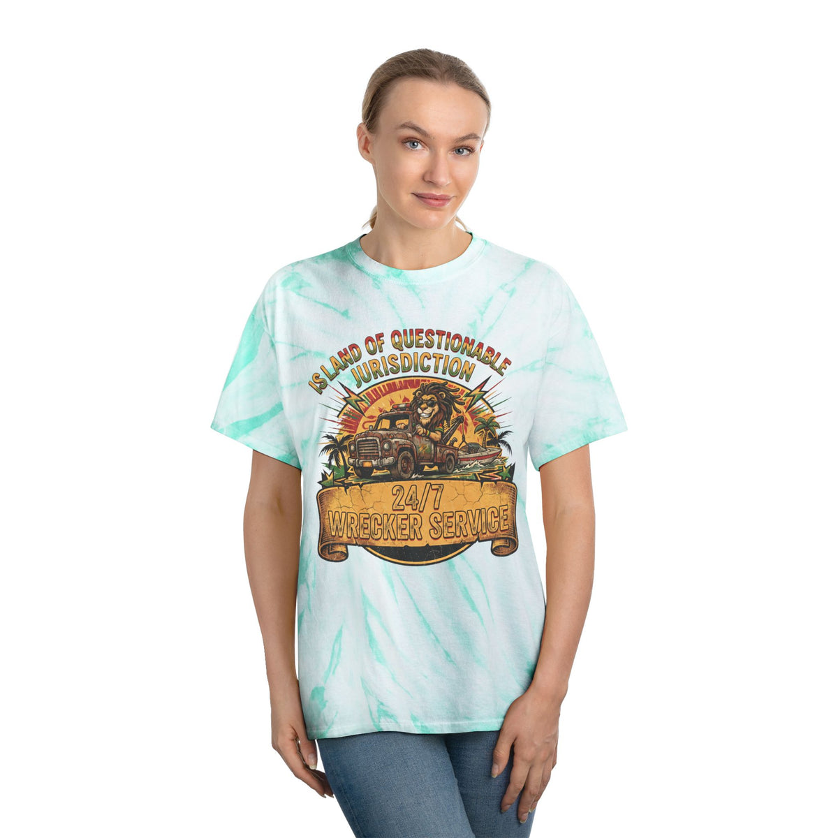 Island of Questionable Jurisdiction 24-Hour Wrecker Service Tie-Dye T-Shirt