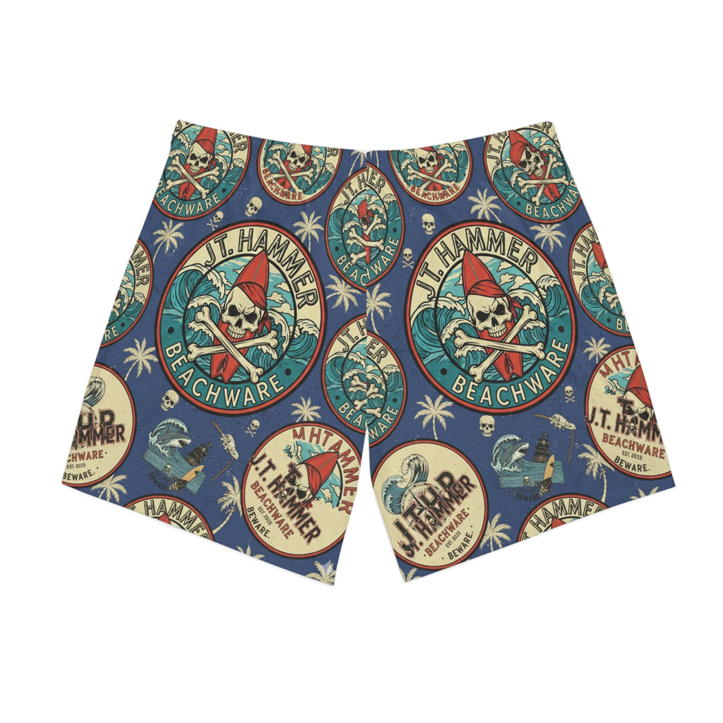 J.T. Hammer Beachwear — Skull Surf Board Shorts (Ocean Blue)