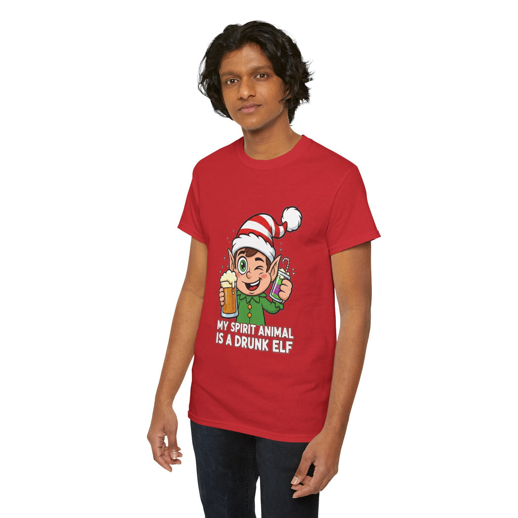Drunk Elf Christmas Tee — "My Spirit Animal Is a Drunk Elf" Holiday Shirt