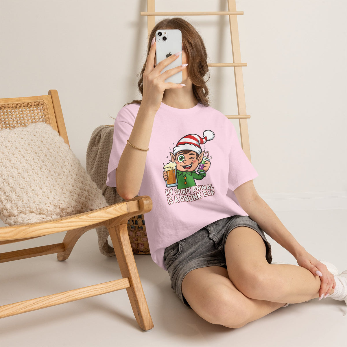 Drunk Elf Christmas Tee — "My Spirit Animal Is a Drunk Elf" Holiday Shirt