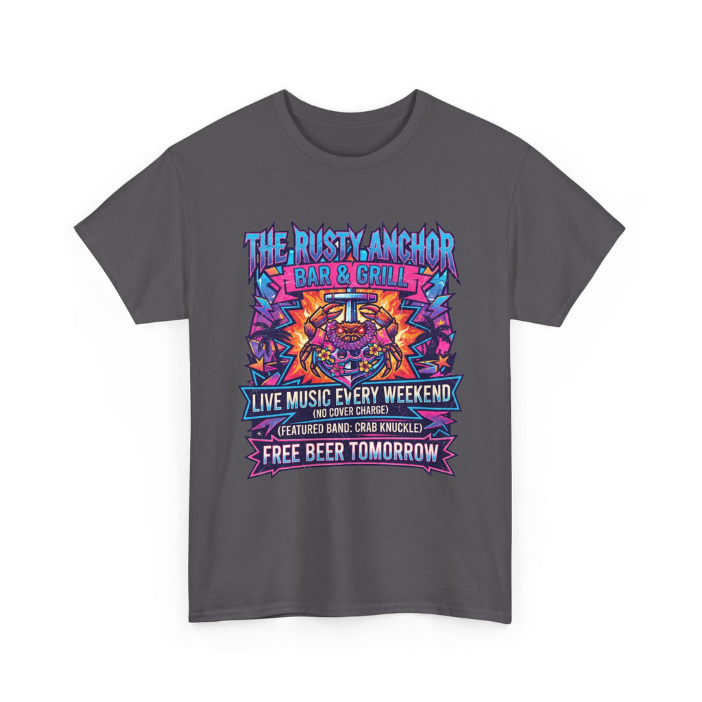 Rusty Anchor Bar & Grill Tee — “Free Beer Tomorrow” Retro Beach Bar T-Shirt