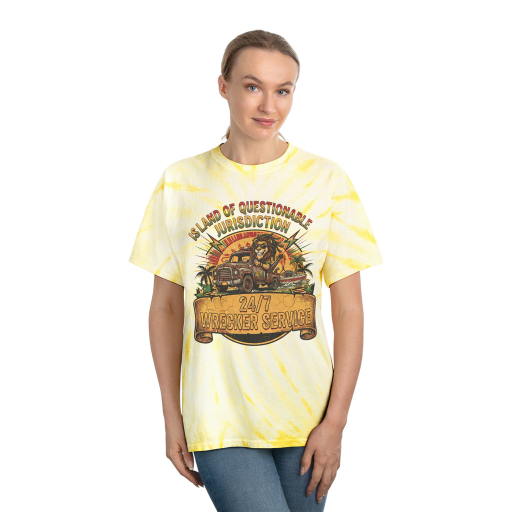 Island of Questionable Jurisdiction 24-Hour Wrecker Service Tie-Dye T-Shirt